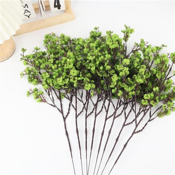 New Baby Breath Artificial Flowers, 8 Bundles Green Real Touch Fake Flowers Silk - Picture 6 of 6